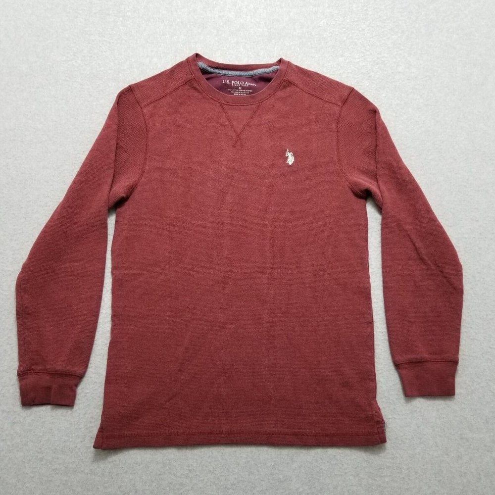 Us Polo Assn Sweater Mens Medium Red Pullover Crew Neck Casual Sweatshirt‎